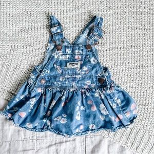 Oshkosh | Baby Girl Overall Denim & Floral Skirt/Dress | 3m